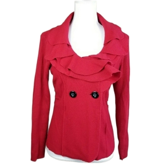 Alfani red merino wool ruffle blazer jacket - Picture 1 of 8